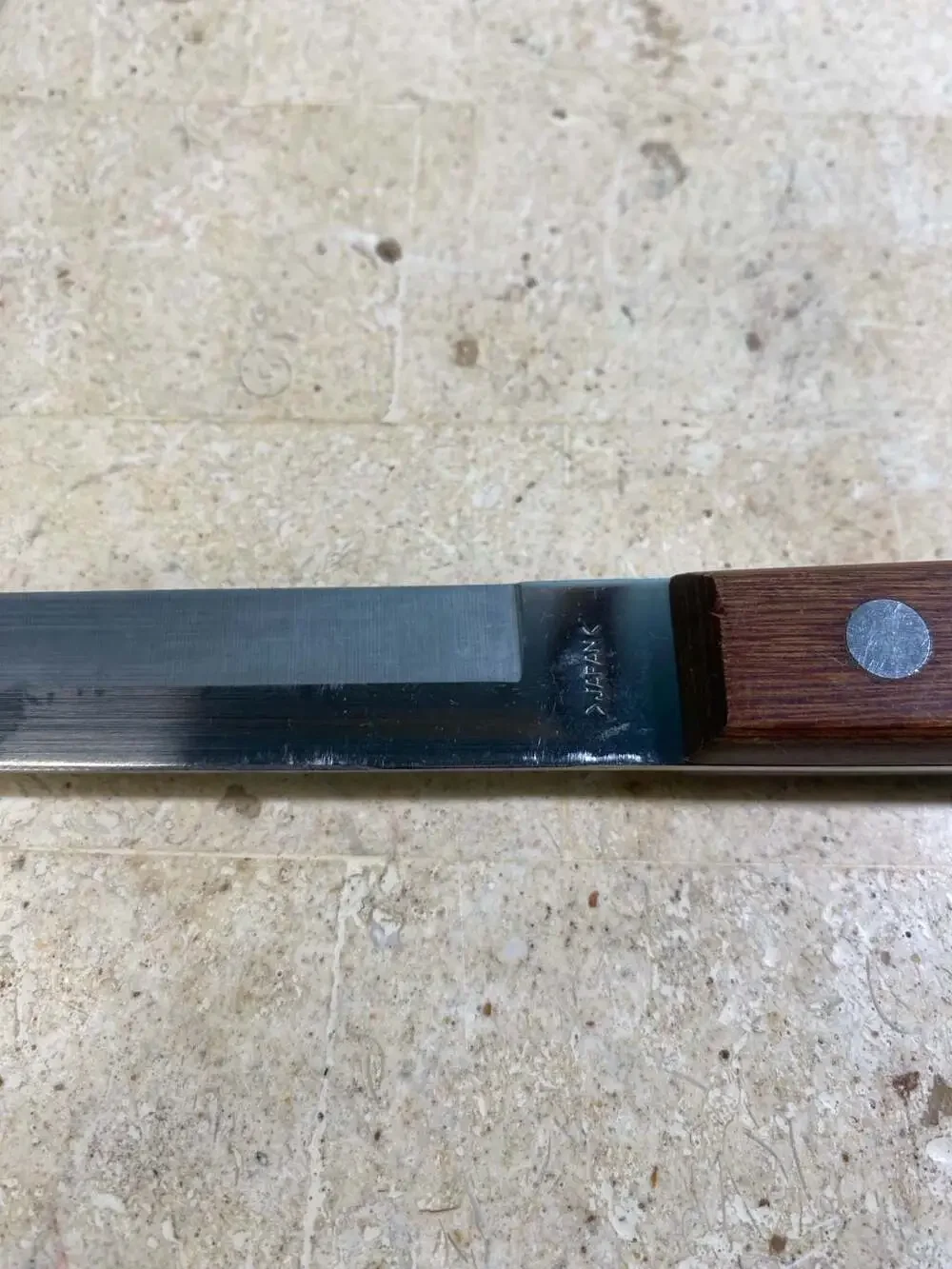 Vintage Stainless Steel Slicing Knife Made in Japan Wood Handle